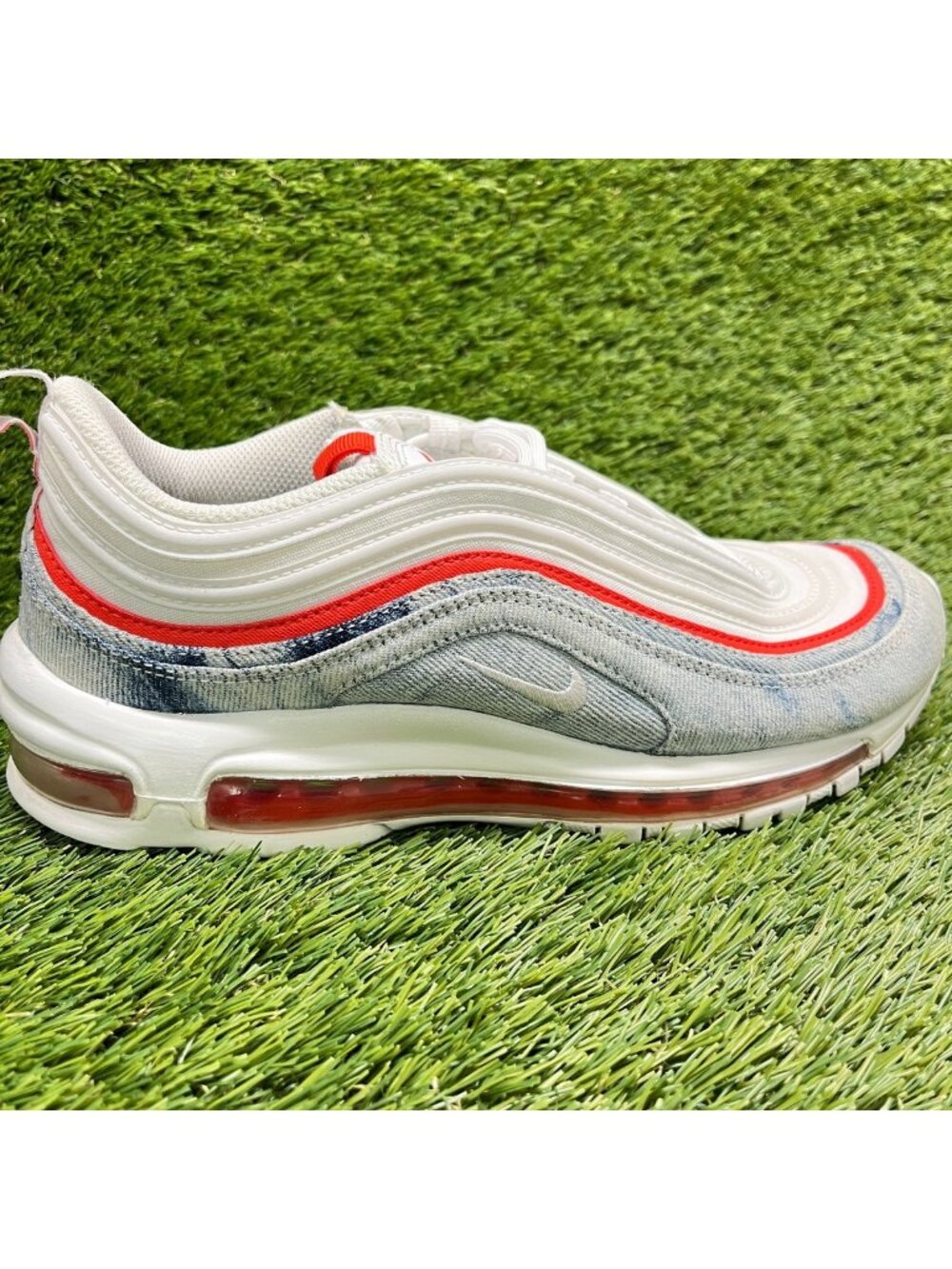 Nike Air Max 97 Washed Denim Womens Size 10 Sail White Athletic Shoes Sneakers